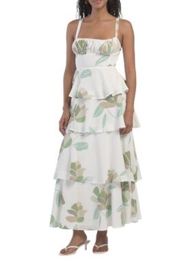 veda strappy back ruffle chiffon maxi dress white Selfie Leslie White Maxi Ruffle Dress Veda Strappy Back Ruffle Chiffon Maxi Dress White